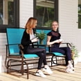 thumbnail image 2 of Outsunny Outdoor Glider Bench with Table Gliding Chair for 2 Blue, 2 of 10