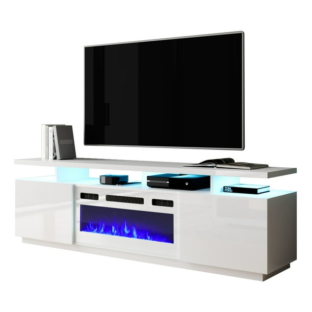 Eva Kwh Electric Fireplace Modern 71 Tv Stand Walmart Com Walmart Com