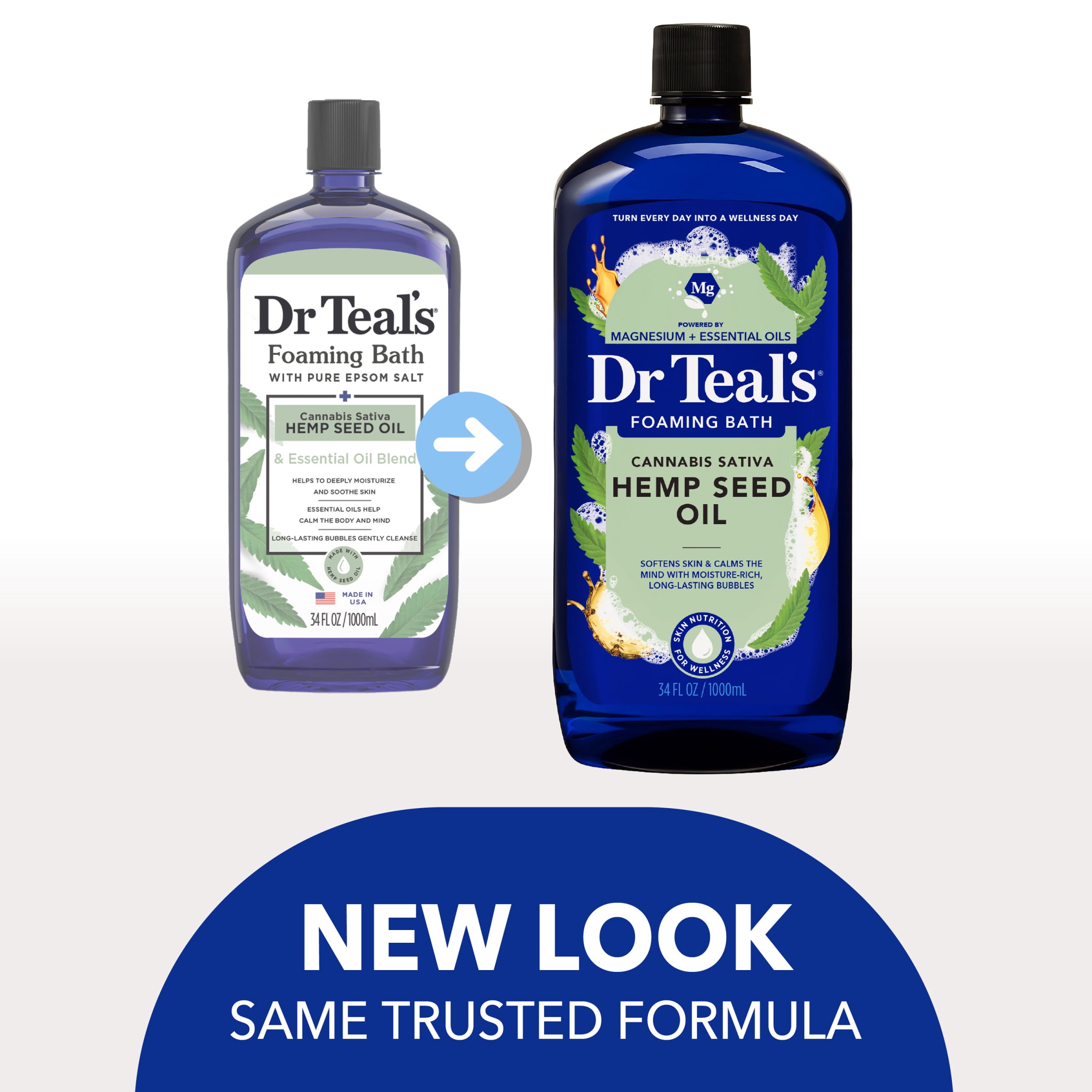 Dr Teal's Foaming Bath, Cannabis Sativa Hemp Seed Oil with Essential Oil Blend, 34 fl oz.