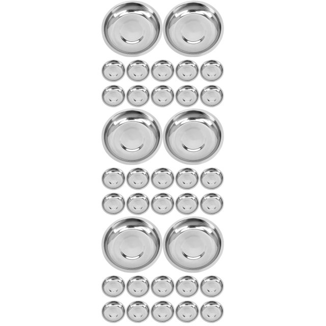 Plato de acero inoxidable, 36 piezas, cuencos pequeños de metal para preparar, cocinar, mezclar, condimentar y cocinar.