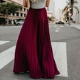 thumbnail image 3 of USSUMA Skirts for Women Trendy Summer Midi Skirt Solid Color High Waist Pleated Wrap Skirt Mid-Calf Skirt Casual Dresses Loose Dresses Business Reduced Price Wine Skirt for Women XXXL, 3 of 5