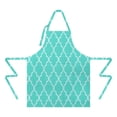 thumbnail image 2 of Turquoise Geometric Quatrefoil Pattern Apron-Garden Aprons for Women with Pockets-Cotton Linen Waterproof Kitchen Cooking Gardening Aprons Adjustable for Kitchen,Cooking,BBQ and Salon 33x27 Inch, 2 of 7
