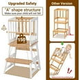 thumbnail image 3 of Kids Kitchen Step Stool Helper Baby and Toddler Multi-Function Step up Nursery Helper Stand with Safety Rail in Natural Bamboo, Strong and Lightweight (Black), 3 of 15