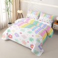 thumbnail image 3 of Erosebridal Colorful Rainbow Stripe Twin Quilt Set,Cute Floral Heart Daisy Twin Coverlet Set For Girls,2 Pieces, 3 of 7