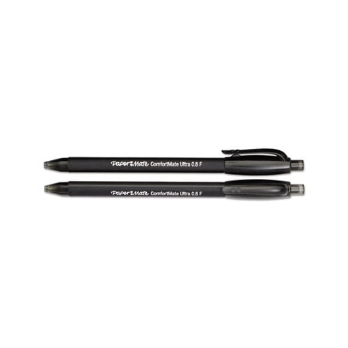 ComfortMate Ultra Retractable Ballpoint Pen 0.8mm, Black Ink/Barrel, Dozen