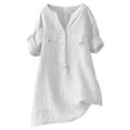 thumbnail image 3 of Women's Short Sleeve T-shirt Women'S Travel Ready Button Down - Wrinkle-Free Top,White Women's Short sleeve T-shirt XL, 3 of 7