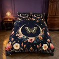 thumbnail image 3 of Homewish Hippie Butterfly Duvet Cover Queen, Flower Moon Stars Queen Bedding, Black Reversible 3-Piece, 1 Duvet Cover and 2 Pillowcases, 3 of 6
