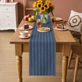 thumbnail image 2 of Navy Blue Geometric Table Runner - 48 Inch Long Modern Pure Color Abstract Striped Cotton and Linen Blended Dress Scarves Farmhouse Table Runner for Kitchen Dining, Coffee Table, 13" x 48", 2 of 8