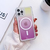 Magnetic Defender Bicolored for iPhone 13 Pro Max Case, [Military Grade Protection] [Super Strong Magnets] Translucent Matte Case for iPhone 13 Pro Max Phone Case (6.7") - Purple   Yellow