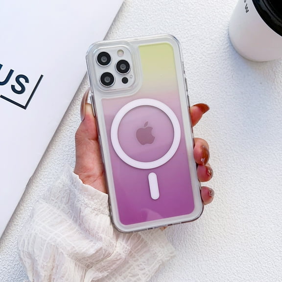 Feishell Slim Case for iPhone 11 Pro Max,Compatible with MagSafe Charger,Shockproof Lightweight Stylish Gradient Magnetic Anti-Scratch Thin Fit Protective Phone Cover,Purple Yellow