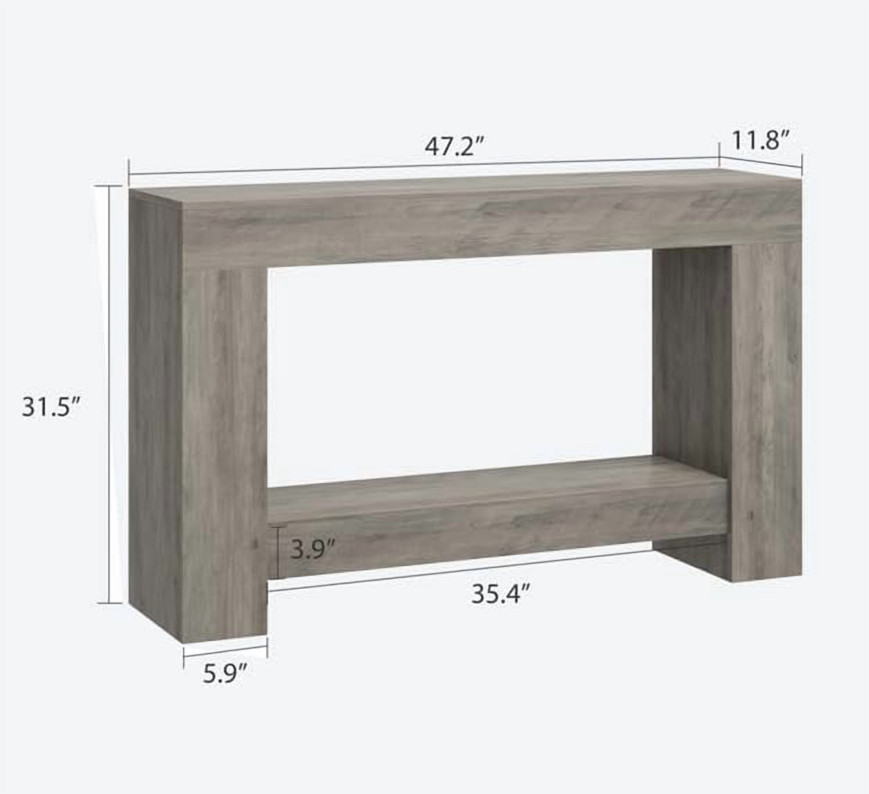 Farmhouse Console Table with Storage, 47 Inch Wide 2-Tier Sofa Table, Entryway Table for Living Room, Hallway, or Foyer