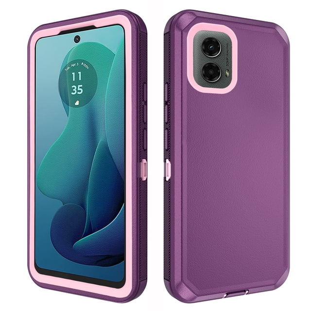 Asuwish Compatible with Motorola Moto G 5G 2024 Phone Case Hybrid Rugged Shockproof Hard Protective Drop Proof Full Body Heavy Duty Mobile Cell Cover for G5G 5 G G5 Women Men Purple