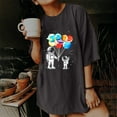 thumbnail image 2 of Mode Femmes Col Rond Vintage Manches Tombantes Imprimé Manches Courtes Hauts Blouse, 2 of 9