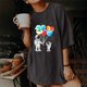 thumbnail image 1 of ICHUANYI Clearance Women's Fashion Round Neck Vintage Drop Sleeves Print Short Sleeve Tops Blouse(Dark Gray, M) ICHUANYI WER2023080915398, 1 of 9