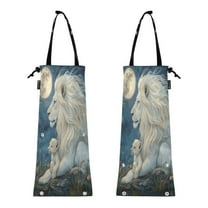 Qxltty White Maned Lion 2 Pack Washable Eco-Friendly Seat Back Hanging Car Trash Bag for Travelling Picnic Outdoor