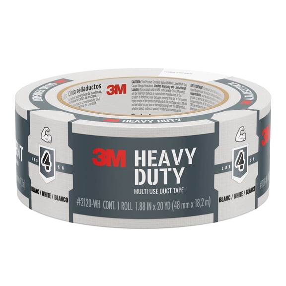 3M Duct Tape, Heavy Duty Adhesive, White, Multi-Use, 1.88 in x 20 yd, 1 Roll