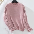 thumbnail image 6 of Aloohaidyvio Womens Sweater Cable Knit Loose Sweaters Crewneck Long Sleeves Casual Knit Pullover Tops, 6 of 6