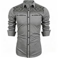 thumbnail image 4 of SGMVNU Boys' Western Cowboys Shirts Long Sleeve Button Down Dress Shirt Kids Retro Tops Halloween Top, Size 8-9 Years, Grey, 4 of 4