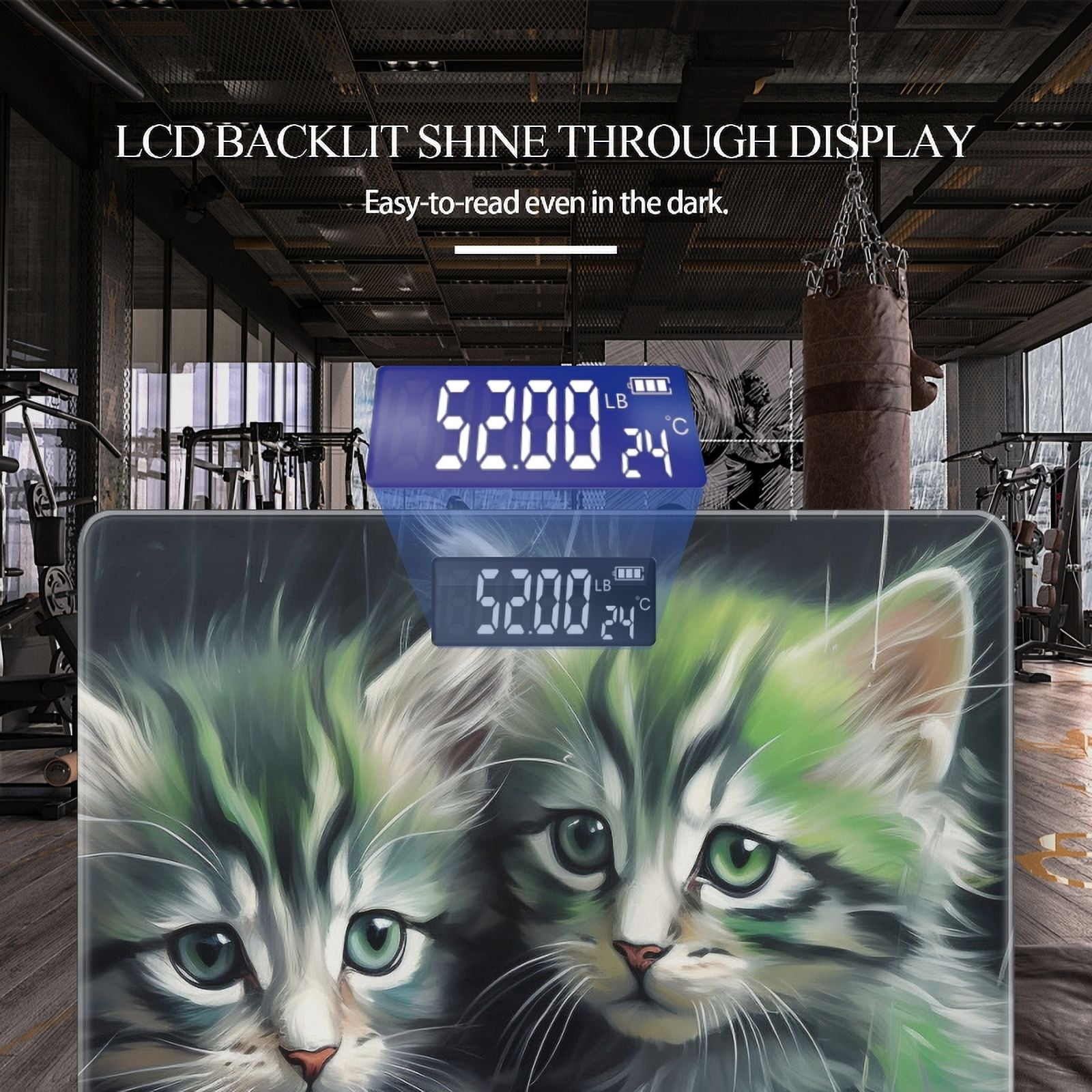 Bathroom Scale, Highly Accurate Digital Body Scale,Precisely Measures Weight up to 400 lbs-Cute Green And White Kittens Sitting Together In The Rain