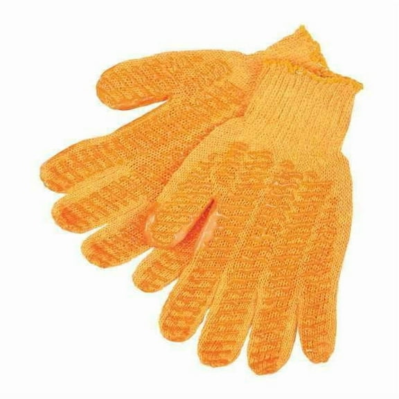 Mcr Safety Knit Gloves, Acrylic, Fish Net Palm, Orange, XL, 12 PK 9675XLM