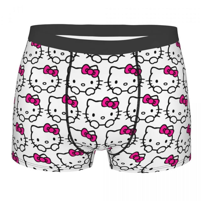 RWJDXD Custom Hello Kitty Underwear Men Stretch Kitty White Boxer Briefs Shorts Panties Soft Underpants For Male o