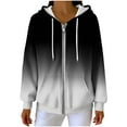 thumbnail image 6 of Womens Knitted Hooded Sweatshirts, Zip Up Hoodies for Women Fall Fashion Ombre Tie Dye Drawstring Full Zip Long Sleeve Pullover with Pockets, 6 of 6