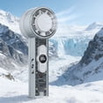 thumbnail image 1 of Handheld Mecha Fan with Digital Display, Stepless Adjustable Speed, USB Rechargeable Cooler Fan, Outdoor LED Light, Transparent Blade, 3000 mAh, 1 of 9
