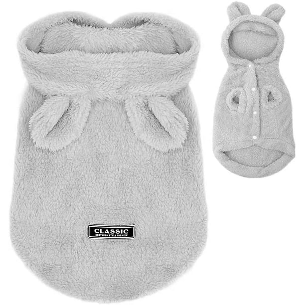 ZHAOCHENG Abrigos de pijamas para perros pequeños, suaves y cálidos, para cachorros, lindos trajes navideños para chihuahua, disfraces para gato, pug, yorkshire, bulldog francés, gris, pecho 11”(28cm)