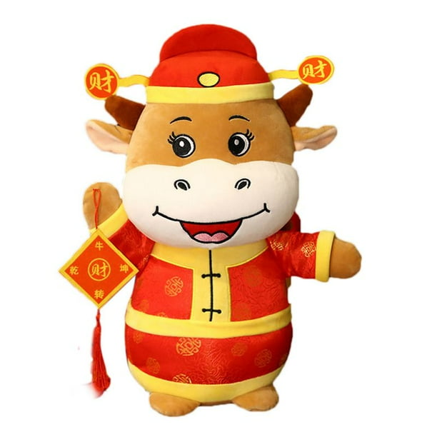 Year of the ox linen rag doll. stuffed animal toy handmade Yaoping 2021 New Year Chinese Zodiac Ox Cattle Plush Toy Milk Cow