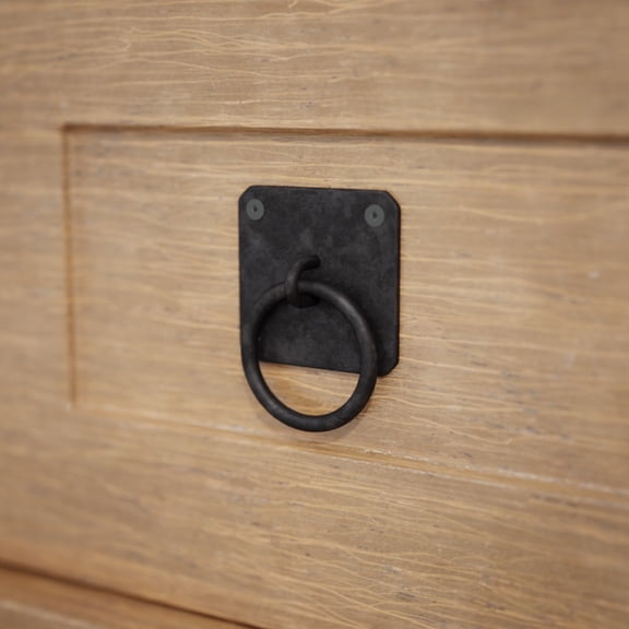Renovators Supply Black Cabinet Handles 2" x 2" Wrought Iron Mission Ring Drawer Pulls for Cabinets and Drawers w/Screws