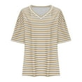 thumbnail image 3 of Uaswgudfs Women's Fashion Striped Lightweight Cotton T-Shirt | Casual Everyday Short Sleeve Top 2025, 3 of 5