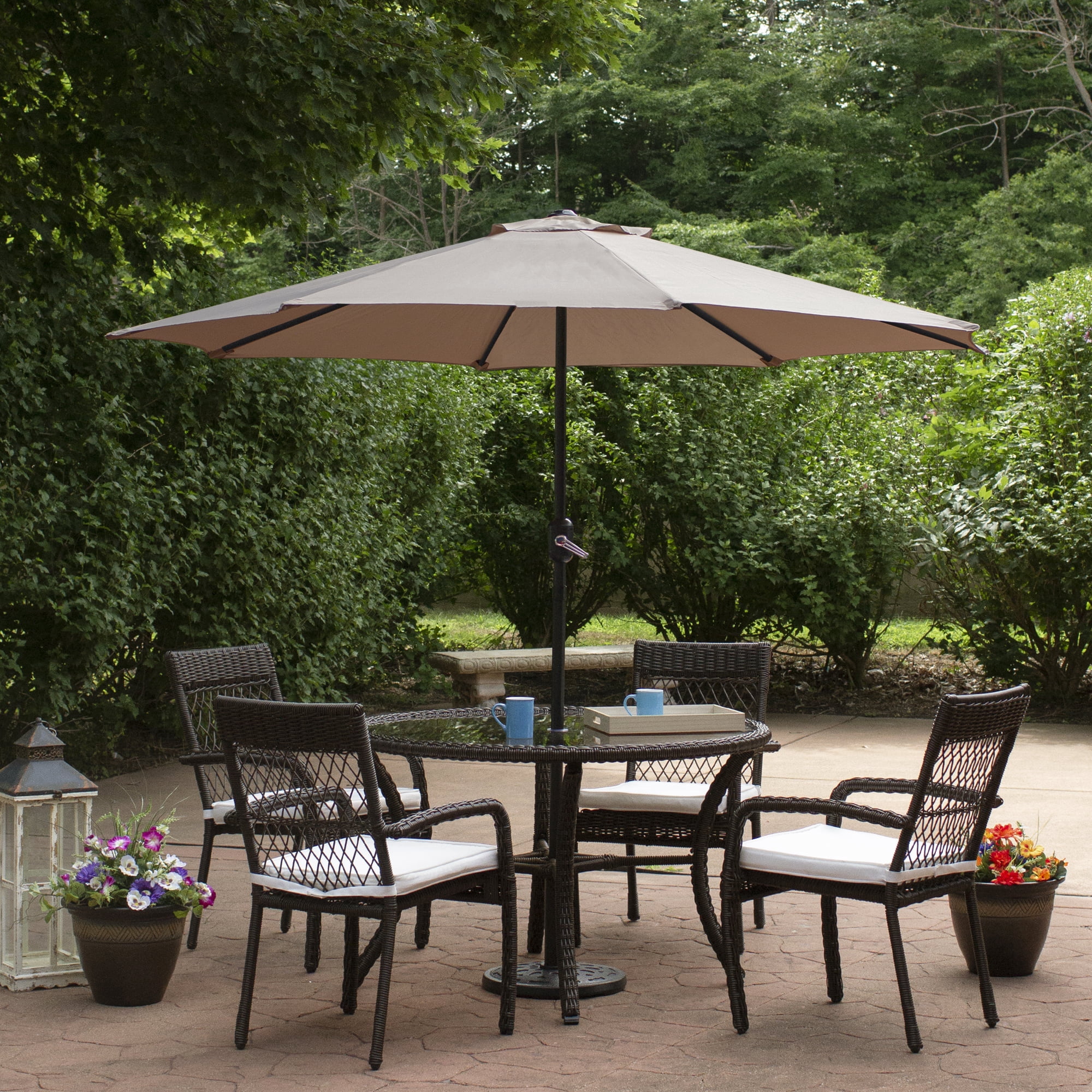 6.5ft Outdoor Patio Market Umbrella with Hand Crank, Taupe