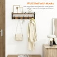 thumbnail image 3 of 24 Inch Wall Mount Coat Rack with Hooks and Shelf, Rustic Brown Wood and Black Iron Entryway Storage for Bathroom Hallway, 3 of 7