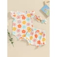 thumbnail image 3 of Suealasg 3Pcs Baby Girls Outfits Newborn Girls Summer Shorts Sets Flying Sleeve Strawberry/Floral Print Romper Shorts Headband Sets 0-6 Months, 3 of 8