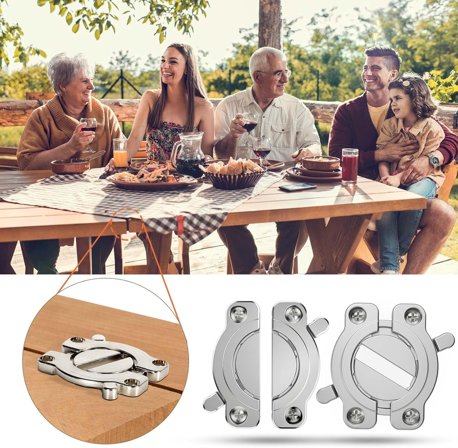 ABCISI Heavy Duty Table Buckle Connectors, Table Leaf Locks and Latches for Workbenches Extension Hardware, DIY Furniture Extensions(2 Pack Zinc Alloy)