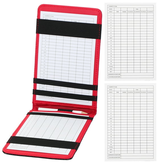 Uxcell Golf Scorecard Holder, Leather Yardage Book Cover Golf Score Sheet, Silver Tone
