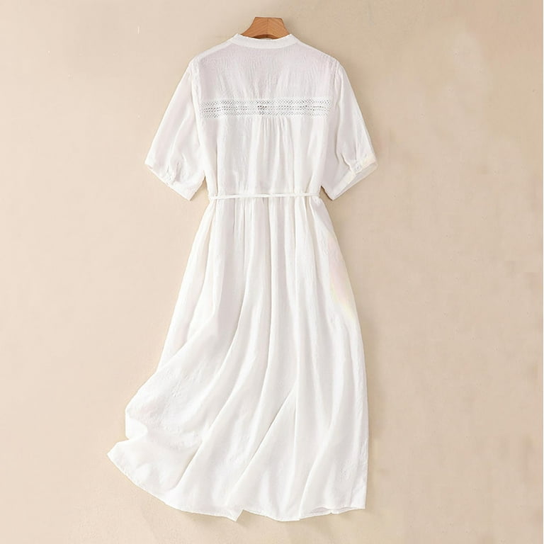 eyelet embroidered shift dress Sonia Eyelet Mini Shirt Dress White / L