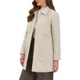 thumbnail image 4 of INSPIRE CHIC Work Short Coat for Women's Turn Down Collar Single Breasted Long Sleeve Winter Coat with Pockets XS Beige, 4 of 6
