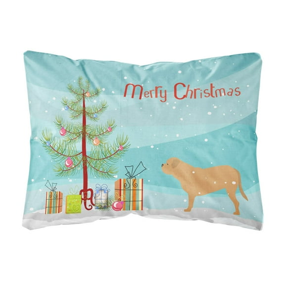 Carolines Treasures BB2988PW1216 Dogue de Bordeaux Merry Christmas Tree Canvas Fabric Decorative Pillow, 12H x16W,