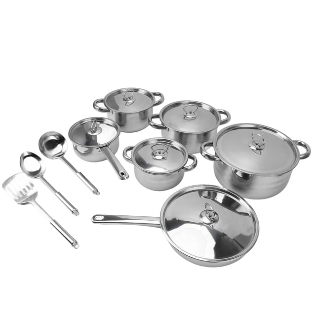 Juego De Sartenes Y Ollas De Acero Inoxidable, Juego De Utensilios De Cocina, Fácil De Limpiar, Multiusos Con Tapas Para Cocinar