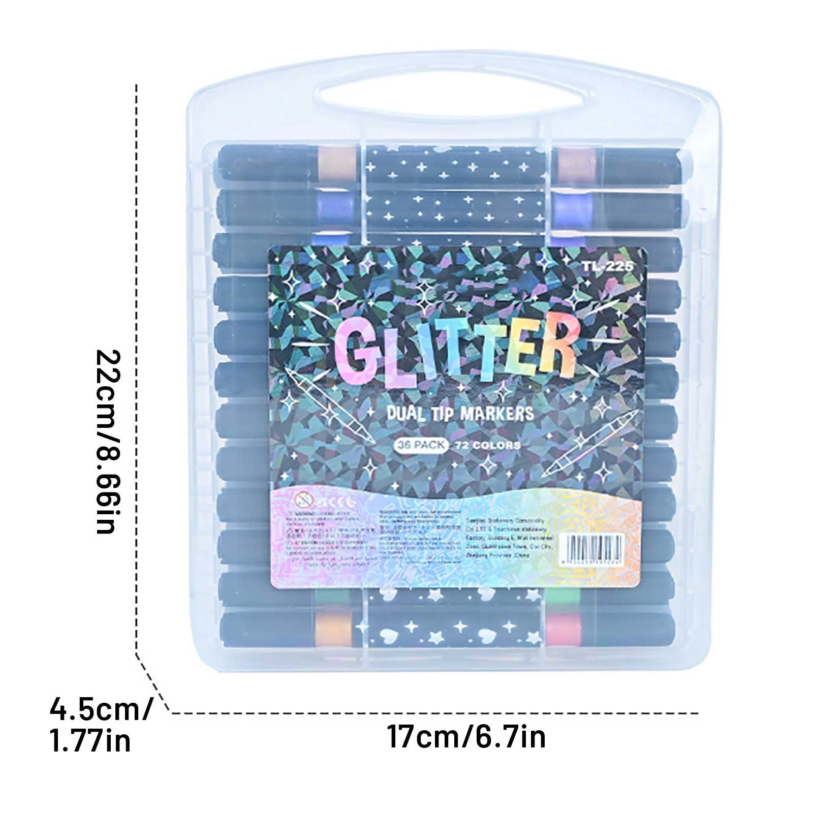 72 Pcs Glitter Gel Pens - Dual-Tip with Soft Head & Pearl Glitter Powder for Coloring Books, DIY Decor & Greeting Cards(C)