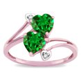 thumbnail image 3 of Star K � 6mm Simulated Emerald Two Double Hearts Bypass Promise Ring, 3 of 9