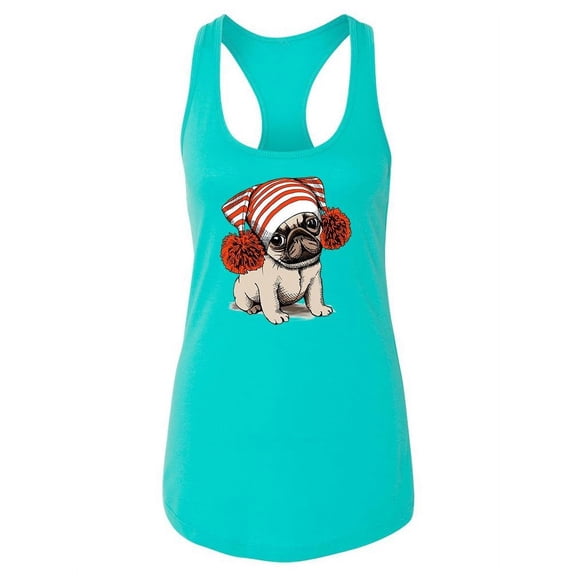 Pug With A Pom Pom Hat Tank Women -Image by Shutterstock, Female x-Large