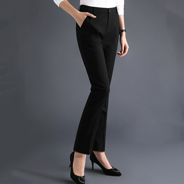 Womens Black Dress Pants Straight Leg Work Trousers for Women High Waist Office Business Casual Bottoms with Pockets (Black L) - Walmart Business Supplies Womens Black Dress Pants Straight Leg Work Trousers for Women High Waist Office Business Casual Bottoms with Pockets (Black L) - Walmart Business Supplies