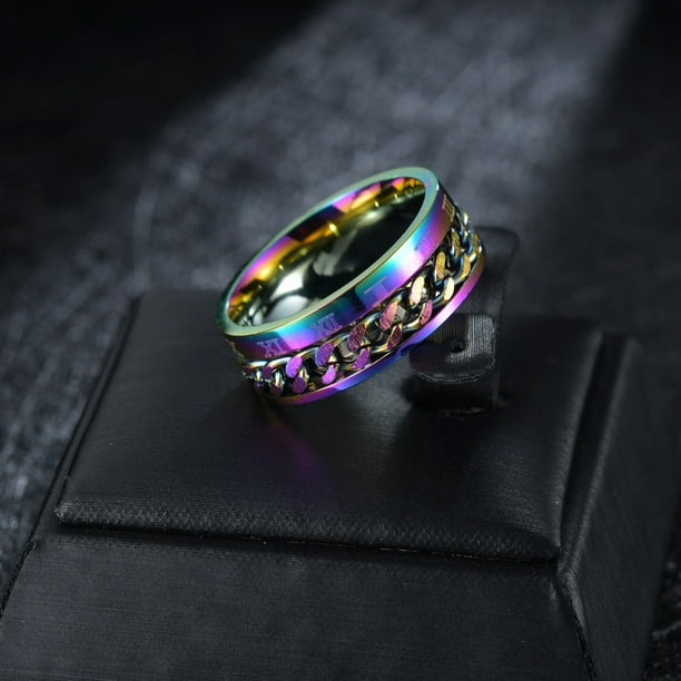 Anillo de cadena giratoria para hombre, estilo coreano, estilo hip hop, anillo de acero de titanio, anillo de cola única personalizado y moderno para hombre, joyería para estudiantes