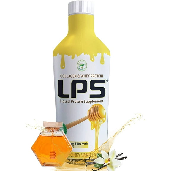 LPS Sugar-Free Collagen & Whey Liquid Protein Supplement by Nutritional Designs, 15g Protein/oz, Honey Vanilla Flavor
