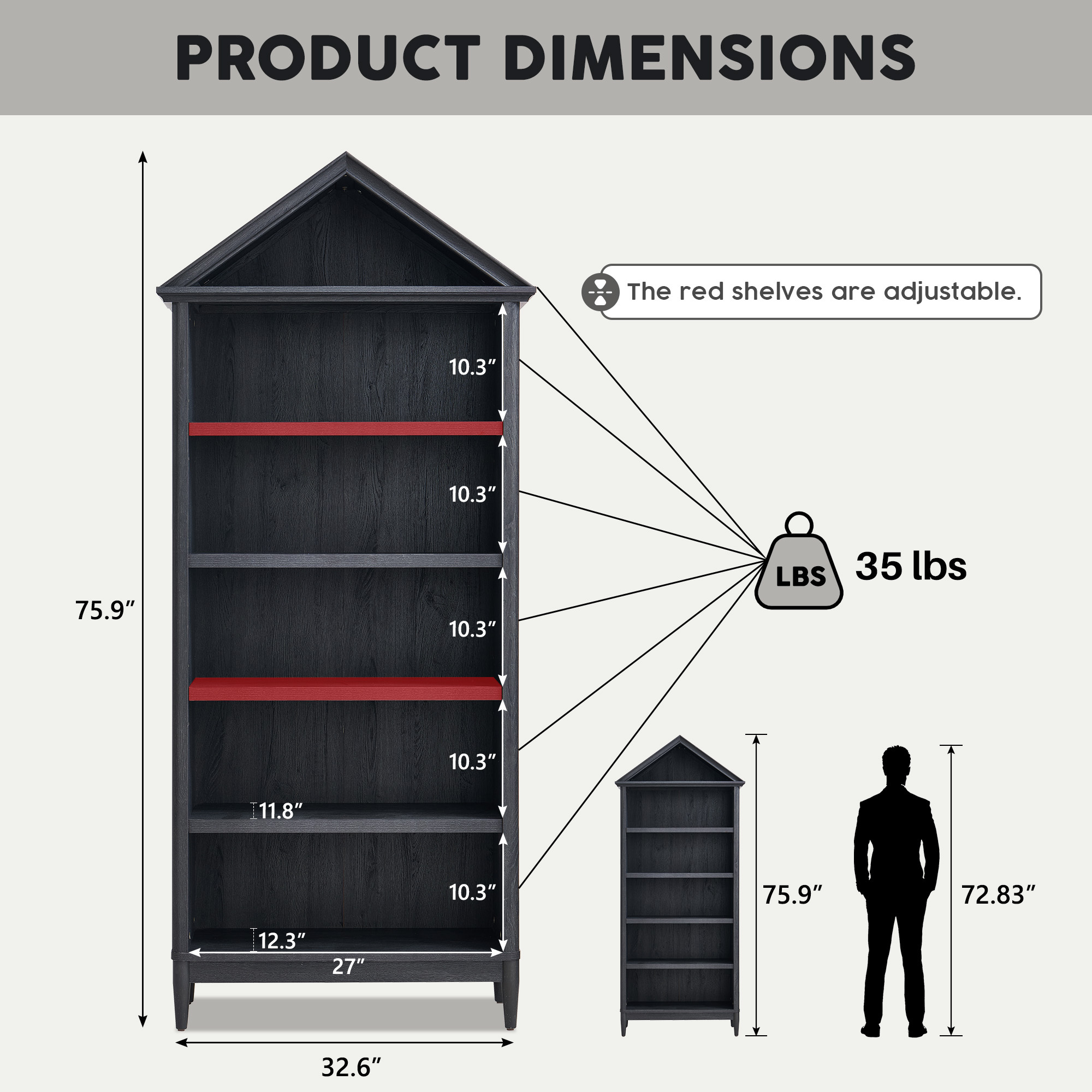 IFGET 75.9" Tall Arch Bathroom Cabinet with Adjustable Storage Shelves, Freestanding Wood Storage Cabinet for Bathroom