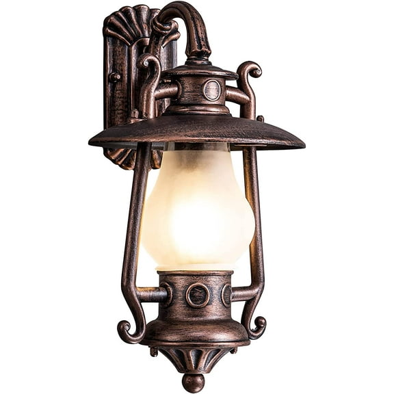 GZBtech Small Size Outdoor Wall Lantern Waterproof Oil Rubbed Bronze Finish Wall Mounted Porch Light with Small Frosted Shade for Garage Front Door