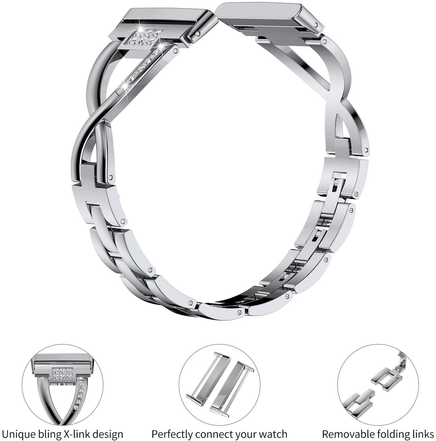Faliogo Métal Bracelet Compatible avec Fitbit Versa 3/Fitbit Sense/Fitbit  Sense 2/Fitbit Versa 4 Bracelet pour Femmes Hommes, Acier Inoxydable  Bracelet pour Versa 4/Versa 3/Sense 2/Sense, Rose, S 4.9-8.4 :  : High-tech
