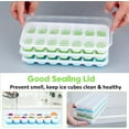 thumbnail image 2 of Silicone Ice Cube Tray, 8 Pack Easy-Release & Flexible 14-Ice Cube Trays with Spill-Resistant Removable Lid, Stackable Ice Trays with Covers for Freezer, Cocktail (4 Blue + 4 Green), 2 of 5